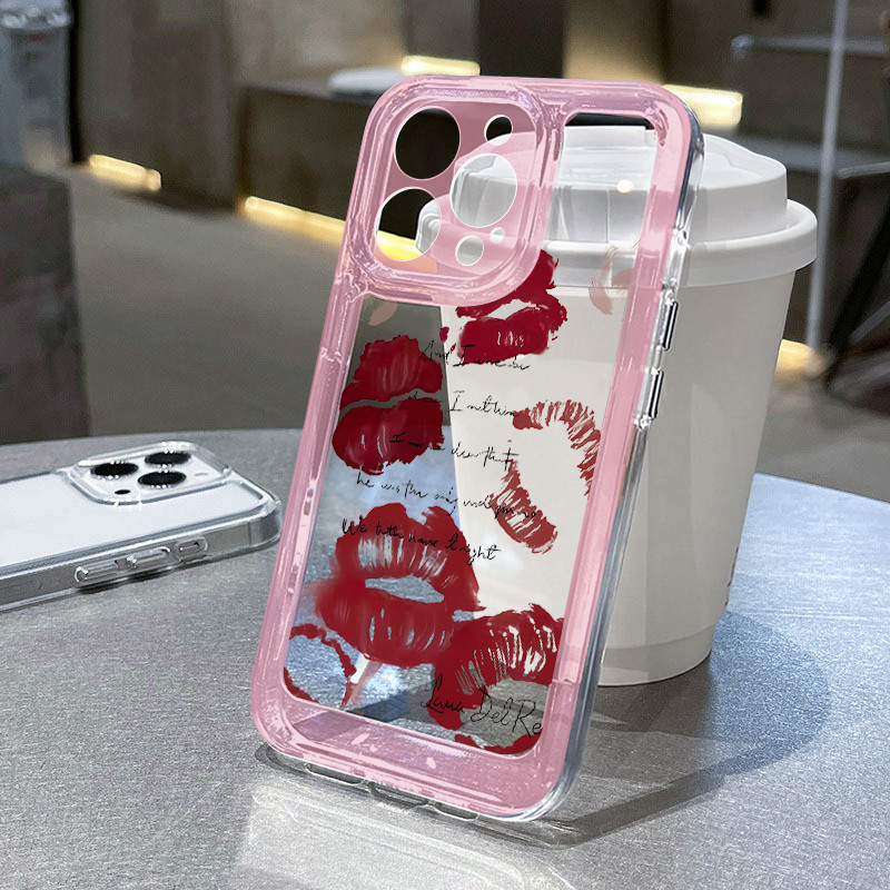Pink Black Aesthetic Jejak Bibir Girl Cewek Casing Hp Oppo A6X A6 Pro Reno 15 5G 15F A3X A5X A33 A60