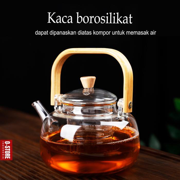 Promo Ceret Masak Air Teapot Infuser Glass Teko Kaca Tahan Panas Dengan Saringan Teko Infuser Kaca