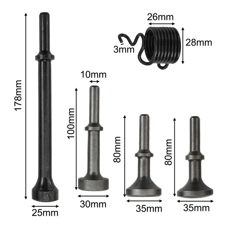 5pcs/set Pneumatic Drifts Hammer Smoothing Pneumatic Drifts Air Hammer Bit Set Extended Lengthen