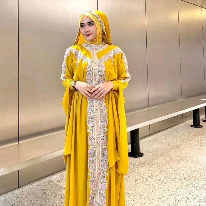 zeni AYJONA - KAFTAN AMBERLEE BORDIR FULL COLOUR - SET INNER GAMIS PASHMINA DAN BELT - KAFTAN DRESS