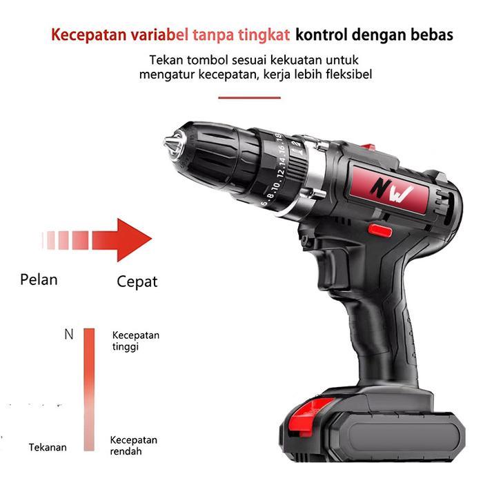 Krisbow Modern - Mesin Bor Impact Drill 299V Baterai Tangan Cordless Drill Battery Impact Drill