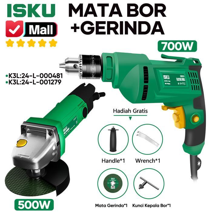 Krisbow Modern - Isku Mesin Bor Set 700W 220V Dan Mesin Gerinda Tangan 500W 220V