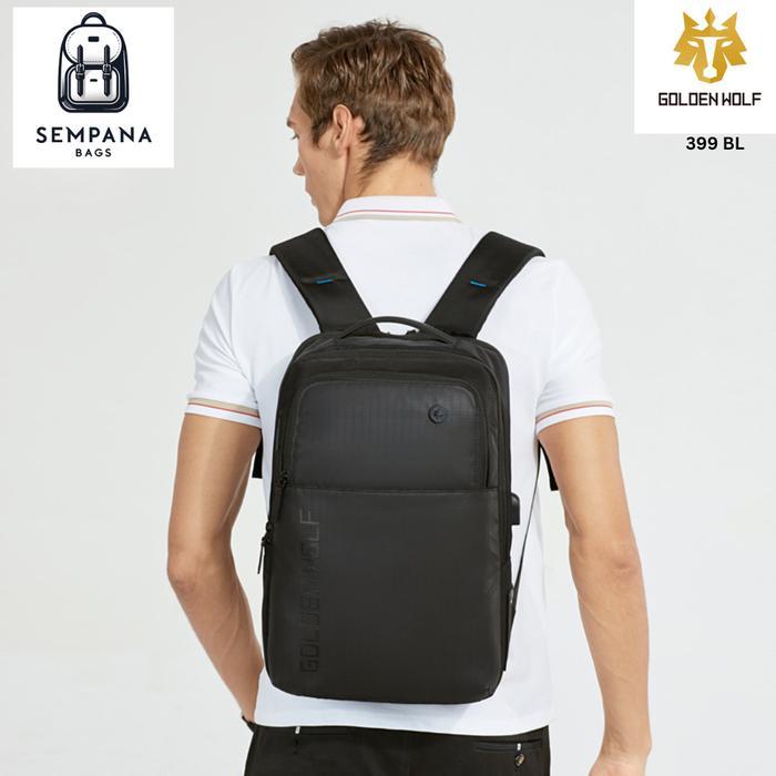 Top GOLDEN WOLF GB00399 BL Tas Ransel / Backpack Premium Warna Hitam