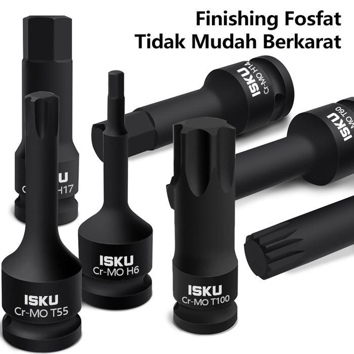 * ISKU Mata Shock 10 Pcs Impact Kunci Sok Hex Star Spline Torx Bintang