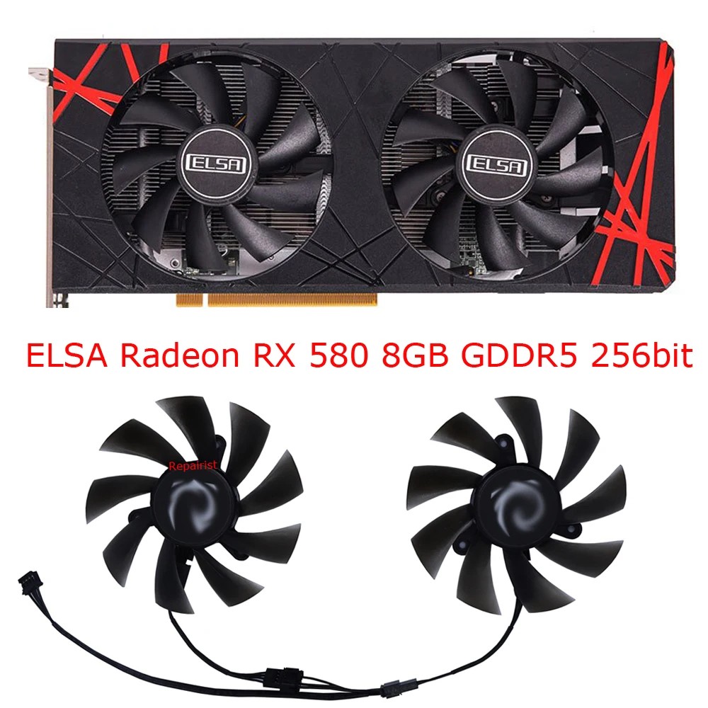 Video Card Fan,XY-D09015B,GPU Cooler,For ELSA RX 580 8GB 2048SP,For MLLSE 580 2048SP 8G,For JIESHUO