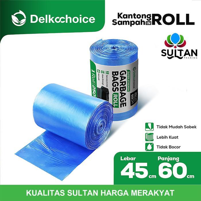 Kantong Jumbo Plastik Sampah Roll Biru Trash Bag Delkochoice 45x60cm