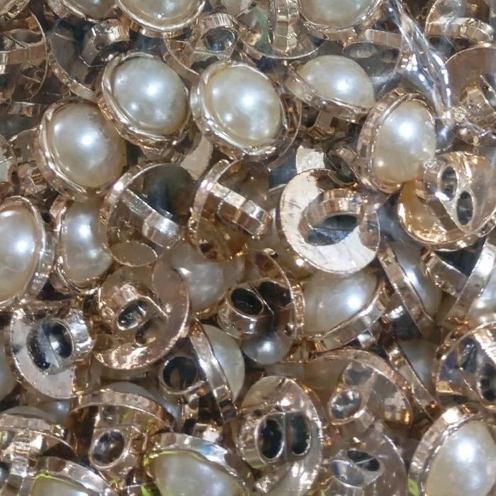 Isi 720 Pcs Diameter 13 Mm - Kancing Baju Jamur Emas Mutiara Import