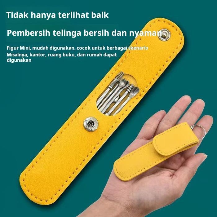 6 Buah Sendok Telinga Set Sendok Telinga Kancing Baja Tahan Karat