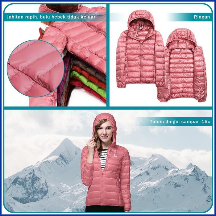 Jaket Gunung Hiking Winter Wanita ELFS ACTIVE PUFFIN Hoodie Jacket Bulu Duck Down Ultralight