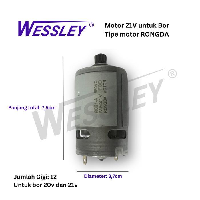 Terbaru Wessley Motor Rongda 21V Untuk Bor Cordless 20V / 21V / Dinamo Mesin Bor Rd21-A / 550Vc /