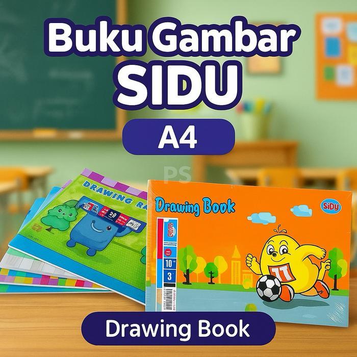 Buku Gambar SIDU A4 - 10 Lembar Motif Kartun Lucu Anak