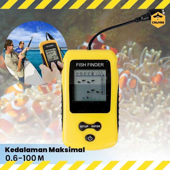 Radar Ikan Sonar Fish Finder Cable 4X4 Inch Display 100M Alat Pelacak Ikan Laut