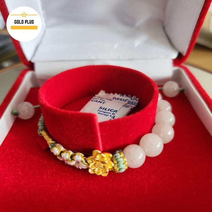 Gelang Charm Emas Lotus Batu Giok