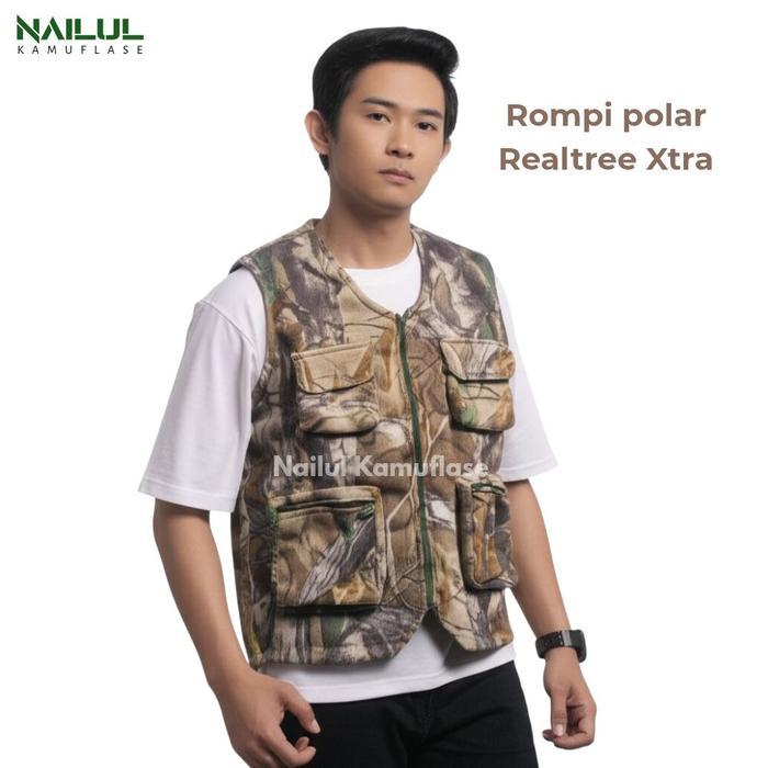 Rompi Camo Realtree Xtra Permukaan Bulu Outdoor Tebal Pria