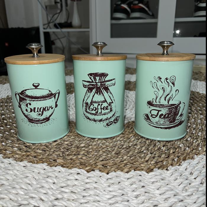 Tempat Gula Kopi Teh Set 3in1 / Wadah Penyimpanan Kopi Gula Teh