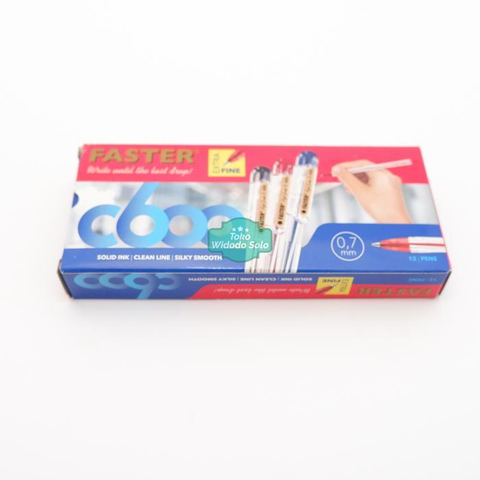 1 LUSIN Pulpen Faster C600 Hitam Bolpen