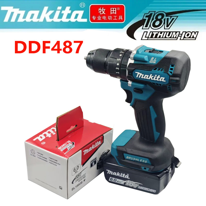 100% Makita DDF487 18V Screwdriver Brushless Drill Impact Drill Power Tool Makita 18V Battery 6.0