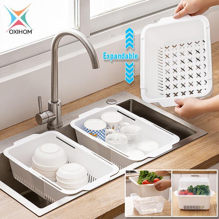 Oxihom Rak Piring Wastafel Rak Piring Plastik Tempat Piring Pengering Piring Buah Rack