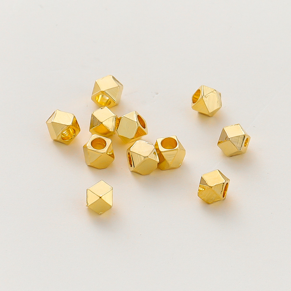 20Pcs Spacer Bead 14K/18K Gold Color Plated Brass Faceted Beads 2.5/3/4/5mm for DIY Bracelet