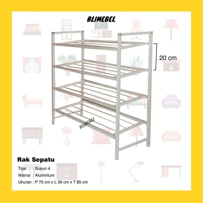 Rak Sepatu Aluminium Susun 4 / Lemari Sepatu