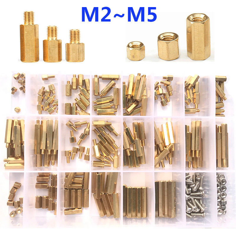 BELI SEKARANG M2 M2.5 M3 M4 M5 Hex Brass Standoff Male Female Thread Pillar Spacer with Stainless St