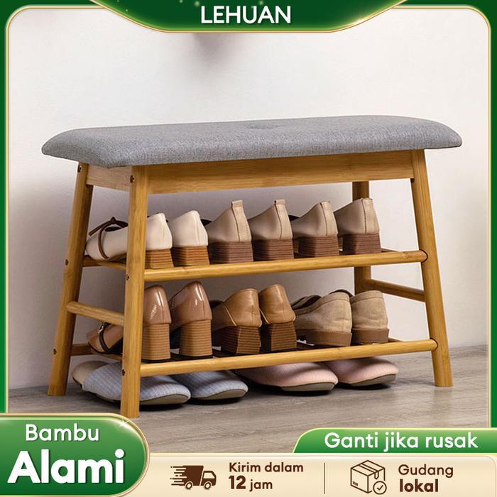 LH-Sepatu Bangku Ganti Sepatu Sederhana Bangku Sepatu Bambu Lapis Ganda Bangku