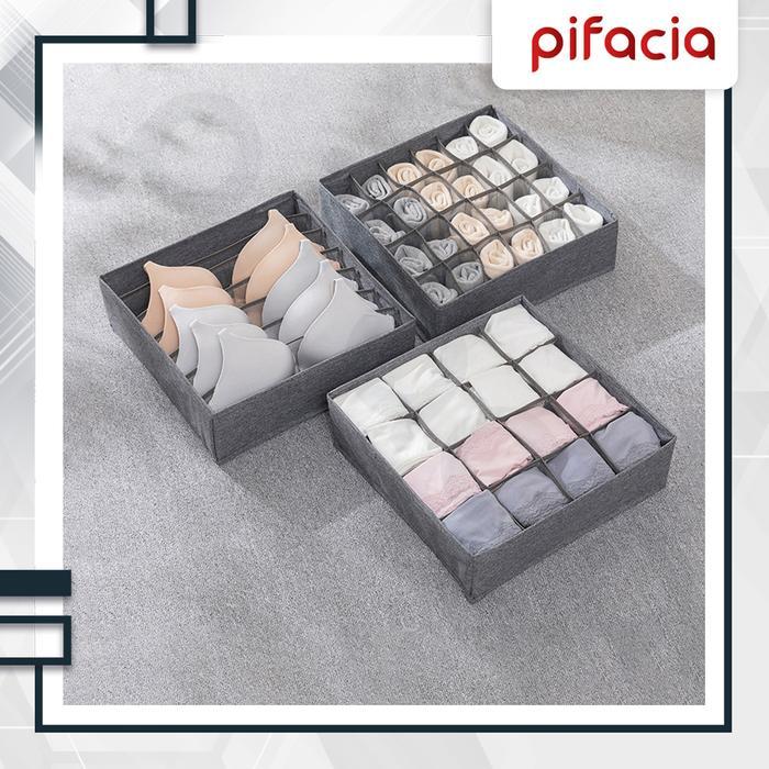 PIFACIA Kotak Penyimpanan Serbaguna Organizer Kain Sekat Lemari Tempat Penyimpanan Kaos Kaki Jilbab