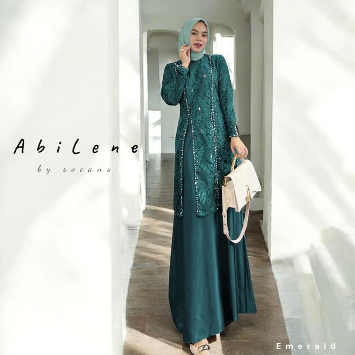 Abilene: Gamis Maxi Elegan Modern Payet Mewah Wisuda Lebaran Kondangan Seragaman Gaun Maxmara Muslim