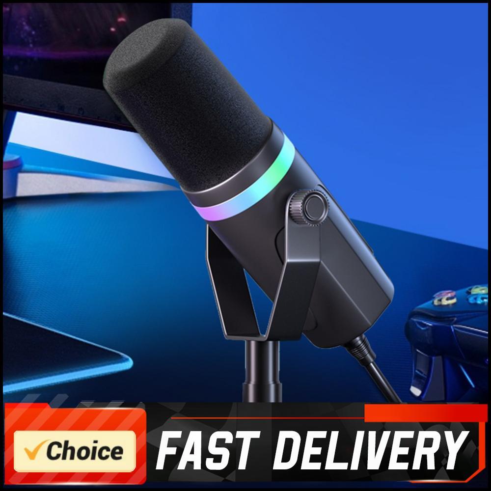 USB XLR Dynamic Gaming Microphone RGB Dynamic Computer Microphone PC Mic for Studio Recording