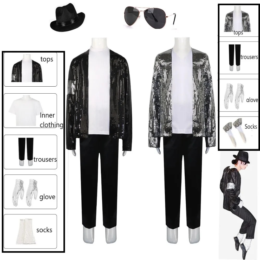Michael Jackson Costume Cosplay Dance Star Halloween Carnival Party Superstar Singer Boys 80S 90S