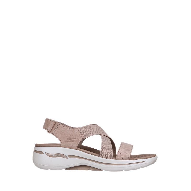 SANDAL PRIA SKECHERS SANDAL GO WALK ARCH FIT TAUPE ( SKE140257TPE ) 100% ORIGINAL RESMI