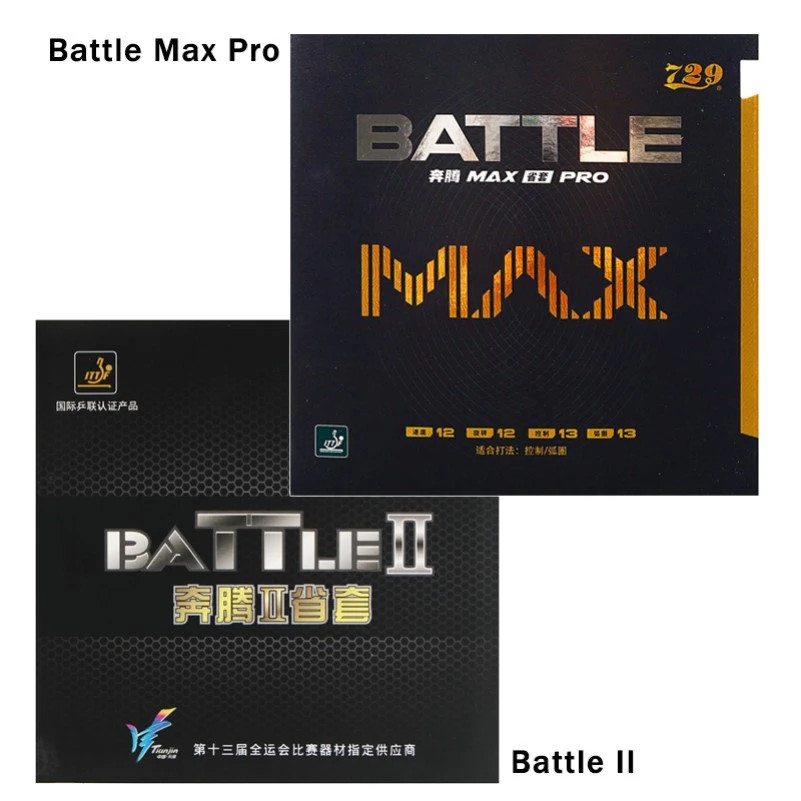 729 Professional Table Tennis Rubber Battle 2 Battle Max Pro Sticky Surface Ping Pong Rubber with Go