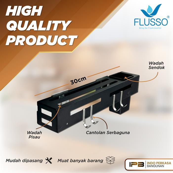 FLUSSO Rak Dapur Tempat Bumbu Sendok Pisau Gantung Dinding Minimalis Tempat Bumbu Gantung Dapur