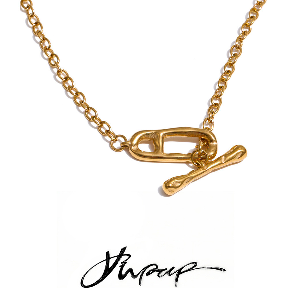Yhpup 82cm 316L Stainless Steel Chain Toggle-Clasps Long Distinctive Necklace Stain Less Metal