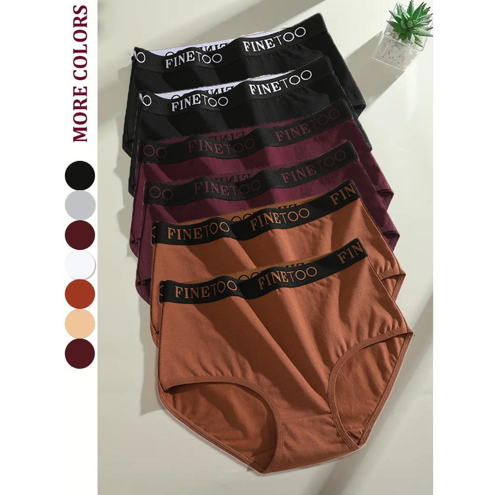 Finetoo 6Pcs/Set Women'S Seamless Cotton Briefs Women Plus Sizepanties Breathable Underwear Female