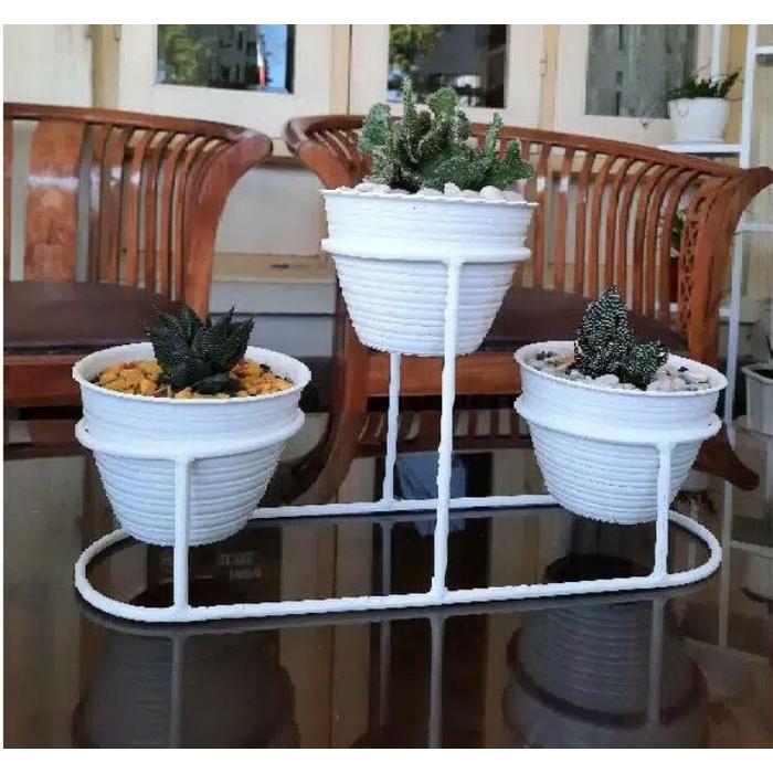 Serasiinspace Standing Pot Besi Murah Jumbo Besar Ukuran Pot 15 / Tempat Pot Tanaman / Rak Pot Besi