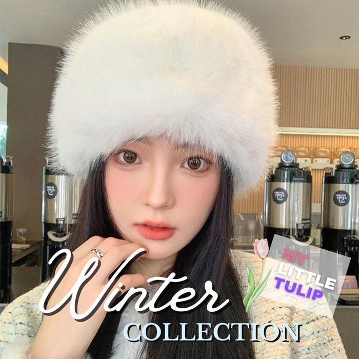 Topi Winter Fur Bulu2 Rusia Musim Dingin / Topi Ushanka Rusia / Topi Bulu Halus Full Menutupi Kepala