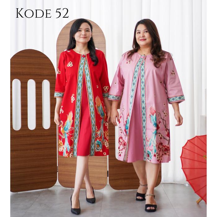 [ Fng ] Batik Imlek 2026 Feng Katun Stretch Premium Jumbo Bigsize Couple Dress Kemeja Cheongsam