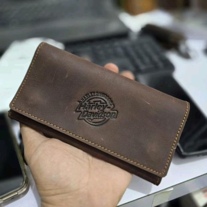 fiuri stor - dompet panjang lipat kulit asli harley pria cowok