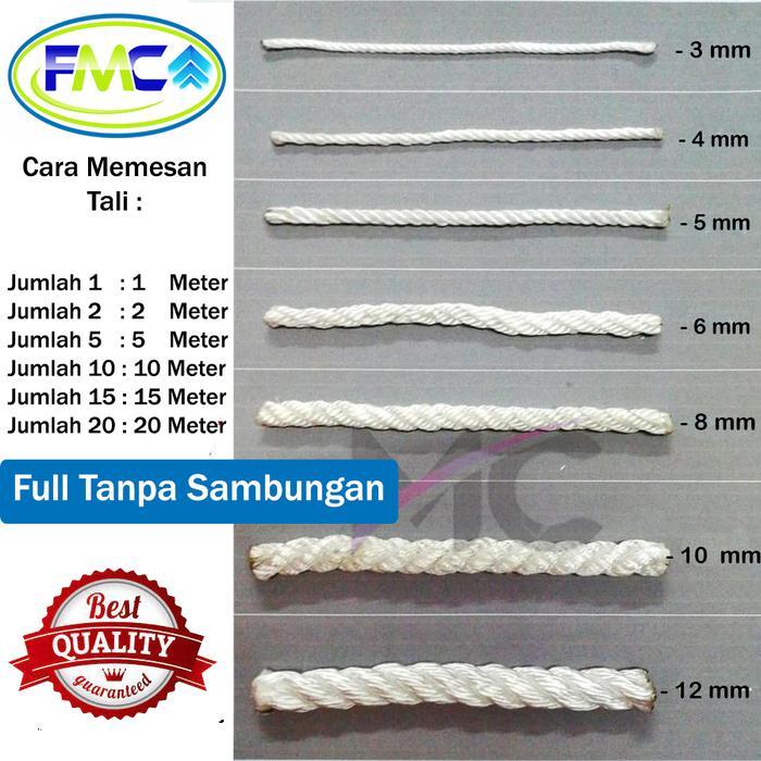 "New" Tali Tambang Kecil Nilon 3mm 4mm 5mm Nylon Per 10 Meter Dadung Pengikat Barang Tali Nilon
