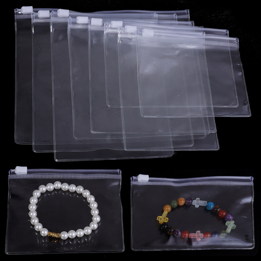 10PCS Thick Transparent Plastic PVC Ziplock Trinkets Bag DIY PVC Anti-oxidation Rings Beads