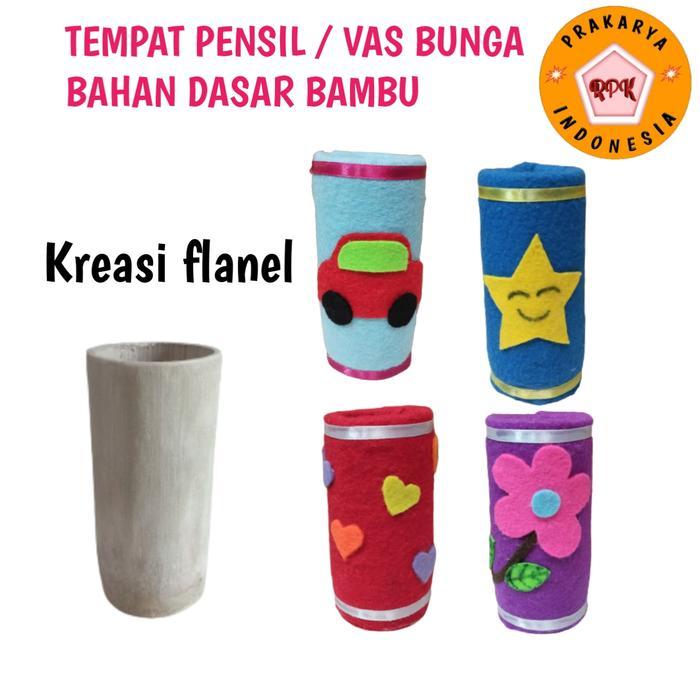 Kerajinan Bambu Vas Bunga Gelas Tempat Pensil