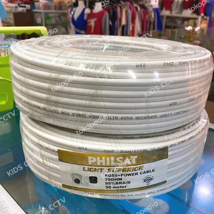 Kabel Coaxial Philsat 50 Meter Rg 59+Power