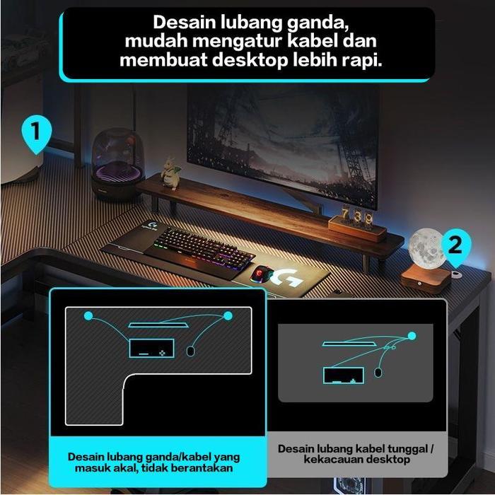 Etife Meja Komputer/ Meja Komputer Shaped L Serat Karbon / Meja Komputer Minimalis / Meja Gaming /