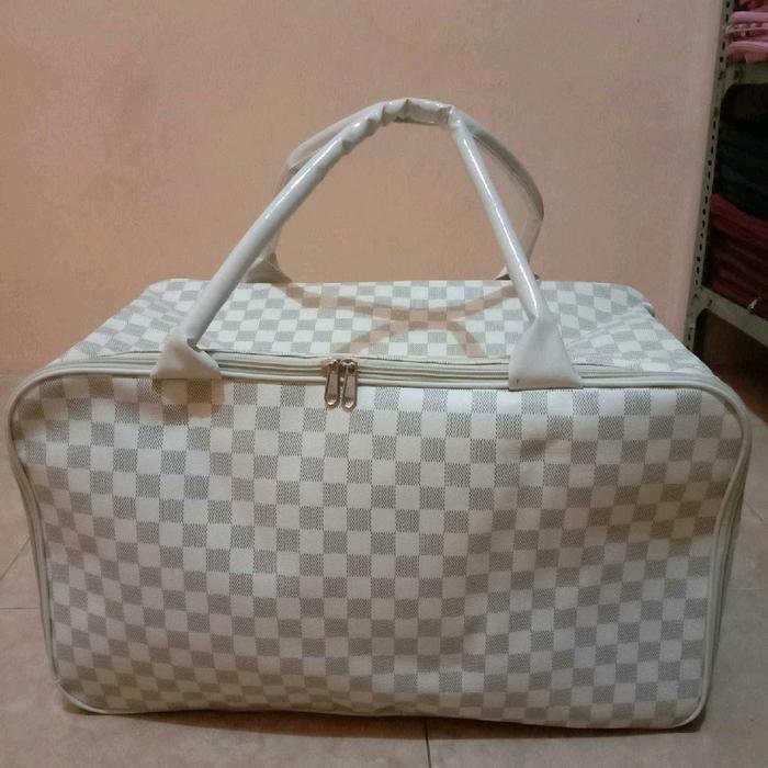 Travel Bag Jumbo Catur Cream Kanvas Pria Wanita Bisa Cod Tas Travel Jumbo Tas Besar Taslan