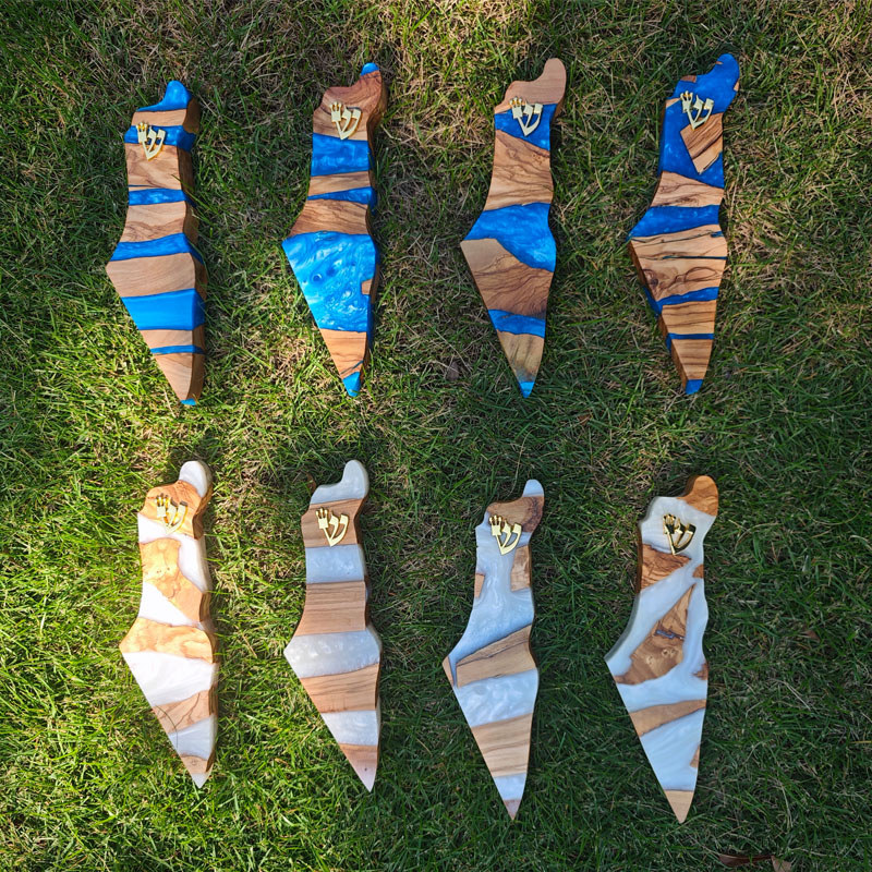 mezuzah case shape of Israel map made of olive wood and Epoxy resin Judaica Mezuzah Scroll Case for