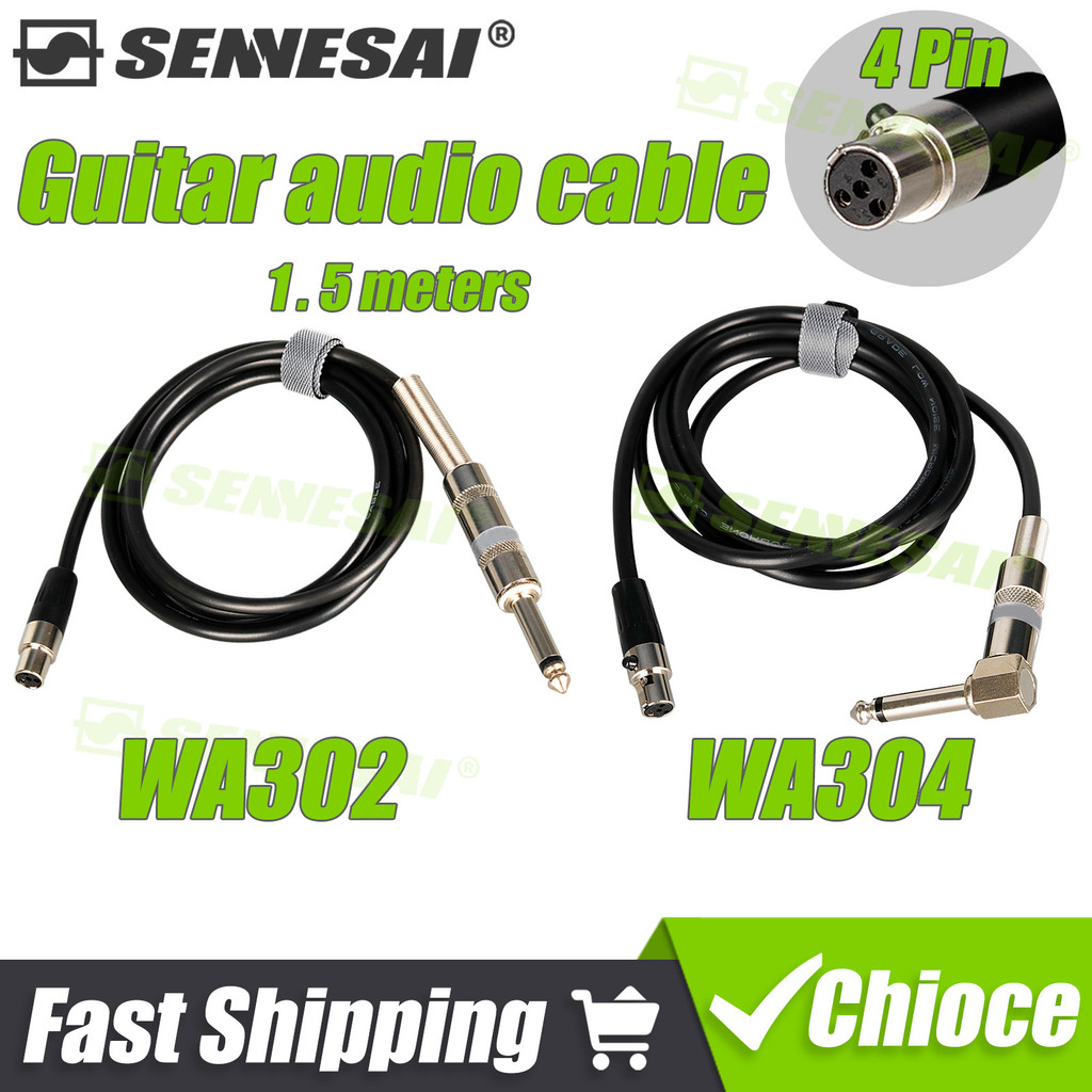 SENNESAI WA302 WA304 Guitar Instrument 4-pin mini xlr Cable for Shure Transmitter Wireless