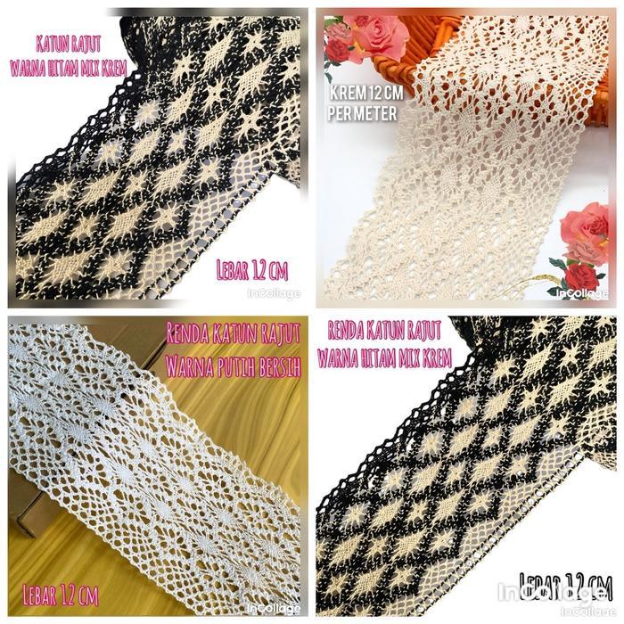 Per meter renda katun rajut lebar 12 cm