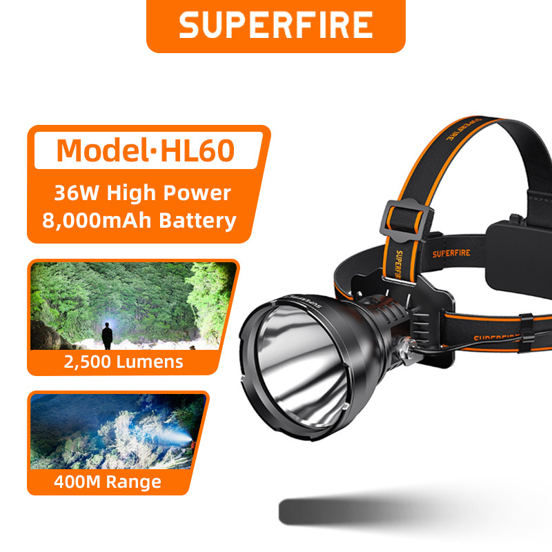 SUPERFIRE HL60 XHP90 Super Bright USB C Rechargeable Headlamp Portable Headlight 21700 for Fishing