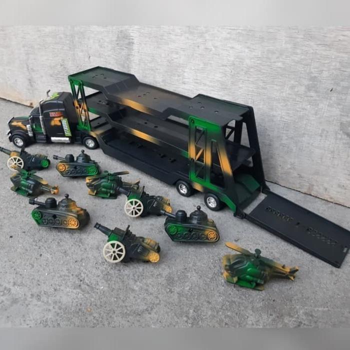 MAINAN SET TRUK HAULER MILITER ANGKUT ARMY TRAILER - CAR MILITER ANAK